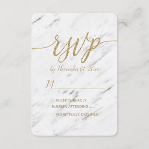 Elegant White Marble & Gold Foil Wedding RSVP