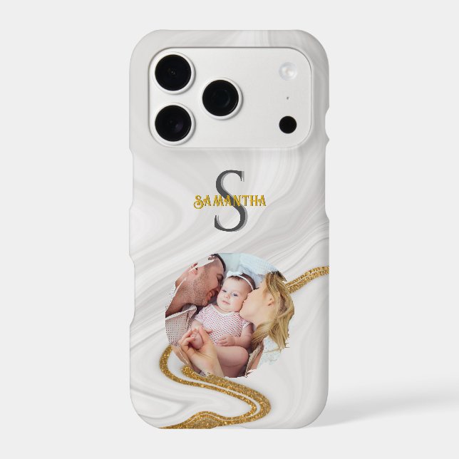 Elegant White Marble Gold Glitter Personalized  (Back)