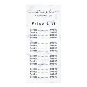 Elegant White Marble Hair Salon Price Rack Card