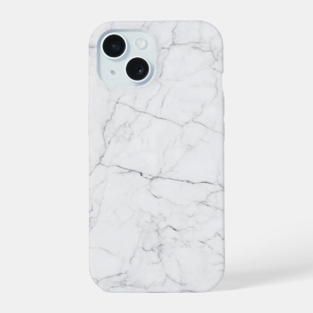 Elegant White Marble  iPhone 15 Case (Back)