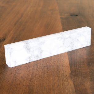Elegant White Marble Modern Nameplate