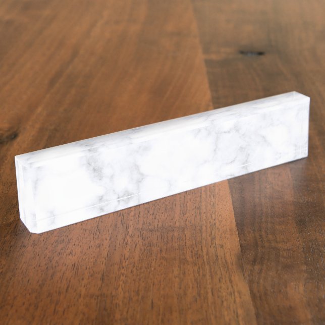 Elegant White Marble Modern Nameplate (Side)