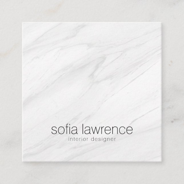 Elegant white marble modern professional designer square business card (Front)