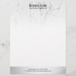 Elegant White Marble Modern Silver Border Customised Letterhead