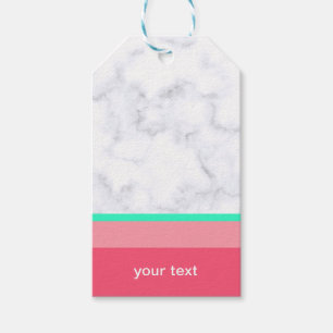 elegant white marble pastel pink melon mint gift tags