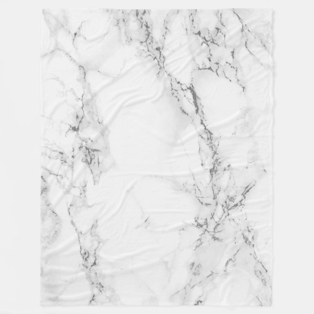 Elegant White Marble Pattern Fleece Blanket (Front)