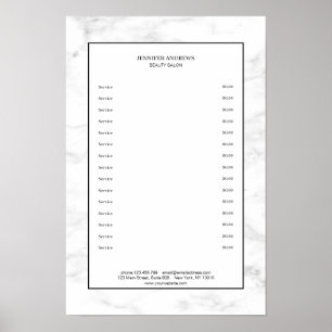 Elegant White Marble Pricelist Poster