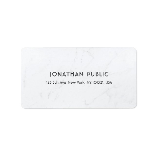 Elegant White Marble Professional Modern Simple Label (Front)