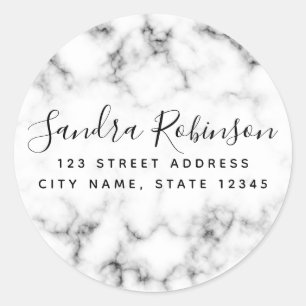 Elegant white marble return address labels
