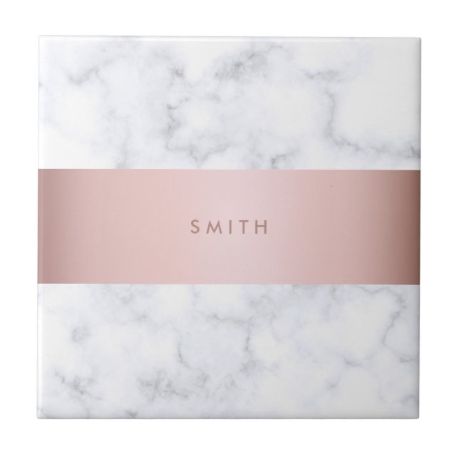 elegant white marble rose gold faux strip tile (Front)