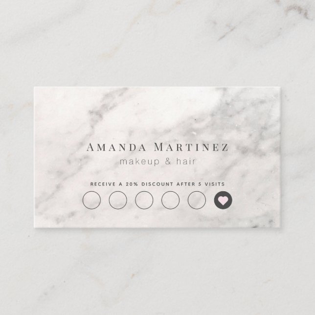 Elegant White Marble Salon Loyalty Card (Front)