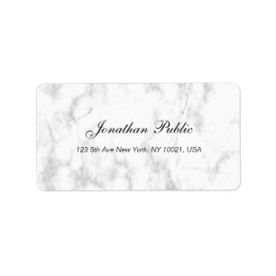 Elegant White Marble Script Luxury Professional Label