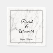 Elegant white marble stone custom wedding napkins