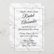 Elegant white marble stone wedding invitations