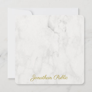 Elegant White Marble Template Gold Handwriting