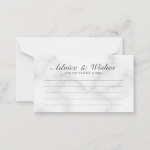 Elegant White Marble Wedding Advice and Wishes Card