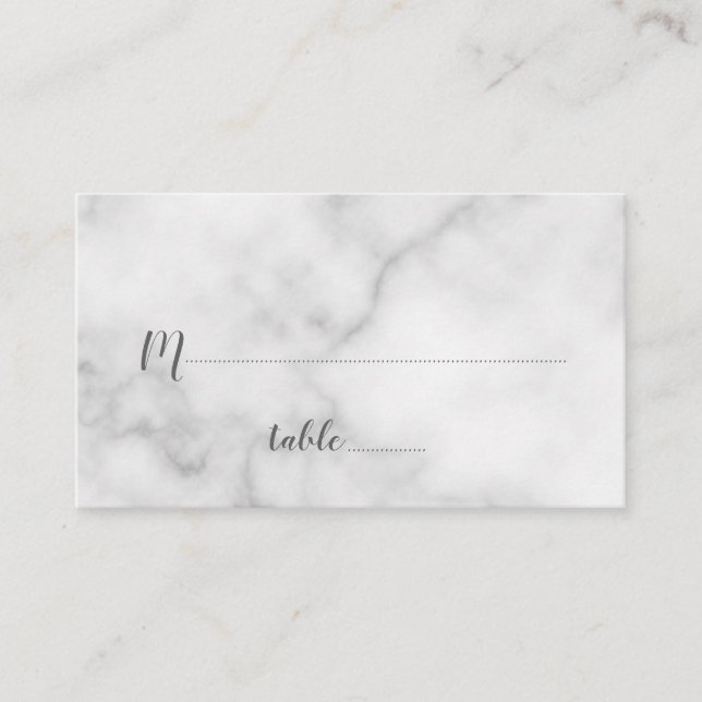 Elegant White Marble Wedding Place Card (Front)