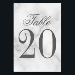 Elegant White Marble Wedding Table Number<br><div class="desc">Elegant Wedding Table Number Card
features title "Table" in grey elegant script font style with table number in grey serif font style on white marble background.

Also perfect for bridal shower,  rehearsal dinner,  birthday party,  restaurants,  special occasions parties and events.</div>