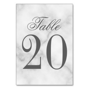 Elegant White Marble Wedding Table Number