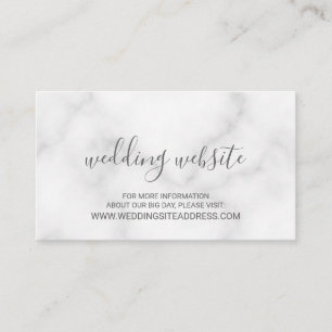 Elegant White Marble Wedding Website Enclosure Card