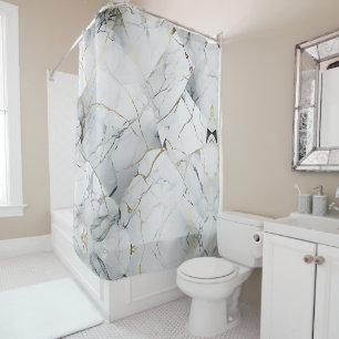 Elegant White Marbled  Shower Curtain