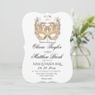 Elegant White Masquerade Wedding  Invitation