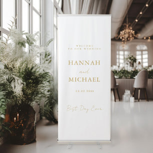 Elegant, White, Minimal Wedding Retractable Banner