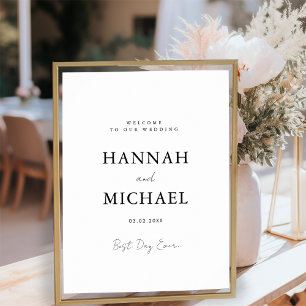 Elegant, White, Minimal Wedding Welcome Poster