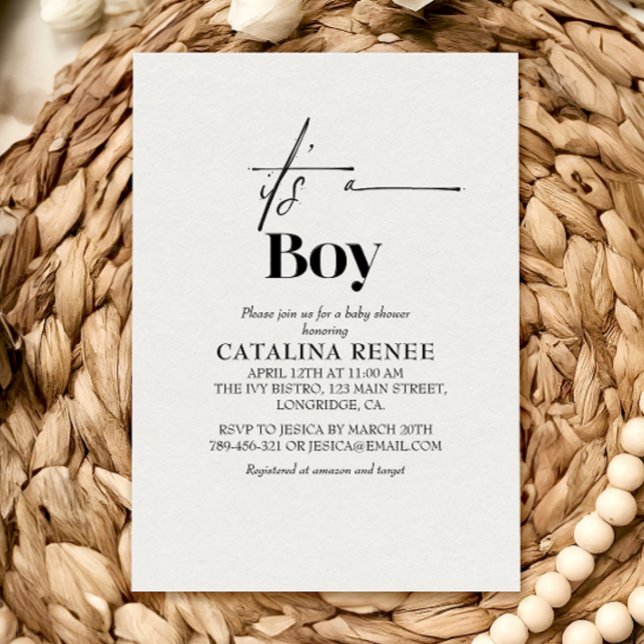 Elegant White Minimalist Baby Shower Invitation (Creator Uploaded)