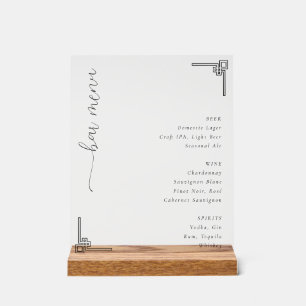 Elegant White Minimalist Menu Acrylic Sign