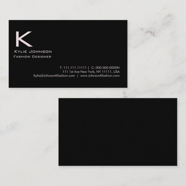 Elegant White Minimalist Monogram Personalised Business Card (Front/Back)