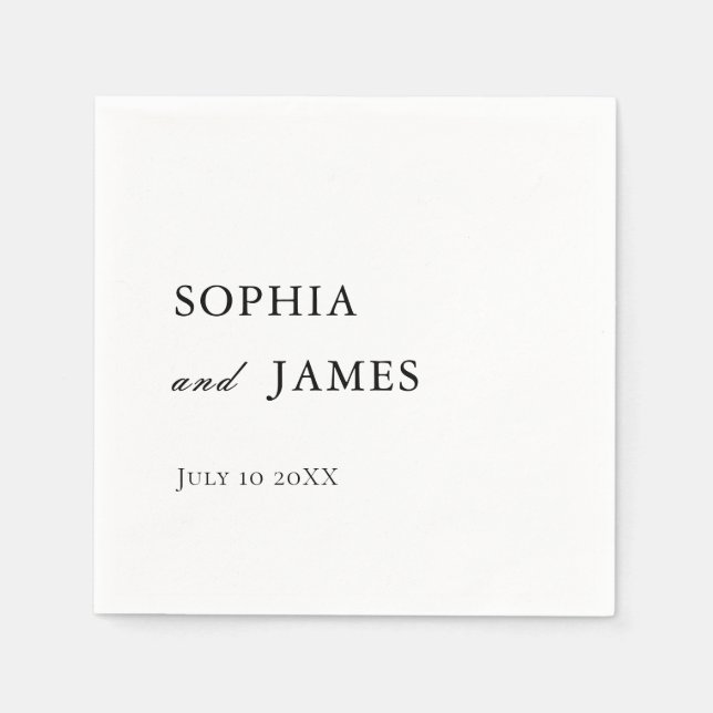 Elegant White Minimalist Wedding Napkin (Front)