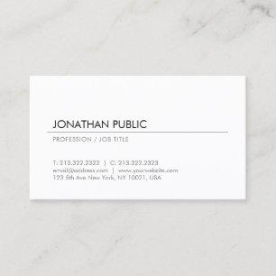 Elegant White Minimalistic Design Professional Business Card