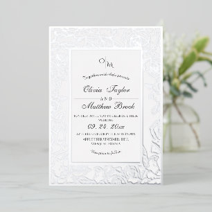 Elegant White Modern Flower Foil Wedding
