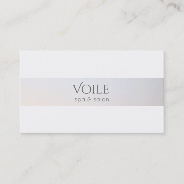 Elegant White Modern Luminous Stripe Beauty Salon Business Card (Front)