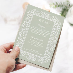 Elegant White Modern Vintage Ornamental Frame Enclosure Card