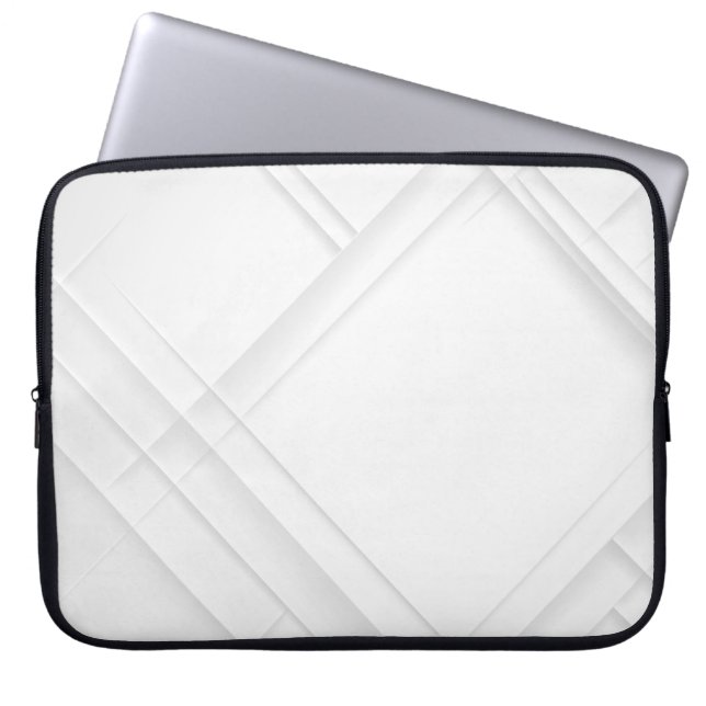 Elegant White Monochrome Abstract Pattern Laptop Sleeve (Front)