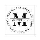 Elegant White Monogram Circular Return Address
