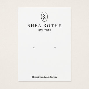 Elegant White Monogram Earring Display Card