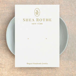 Elegant White Monogram Earring Display Card