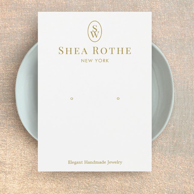 Elegant White Monogram Earring Display Card (Creator Uploaded)