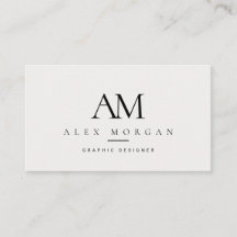 Elegant White Monogram Minimalist Professional Bus