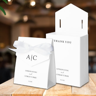 Elegant White Monogram Wedding Favour Box