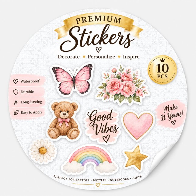 Elegant White Monogram Wedding Sticker (Creator Uploaded)