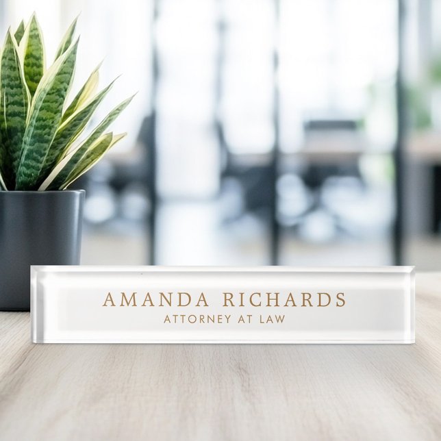 Elegant white nameplate (Elegant white desk name plate)
