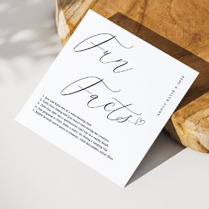 Elegant White Napkins with Personalised Fun Facts