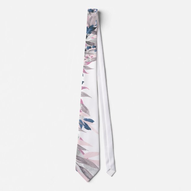 Elegant White Navy Blush Wedding Neck tie (Front)