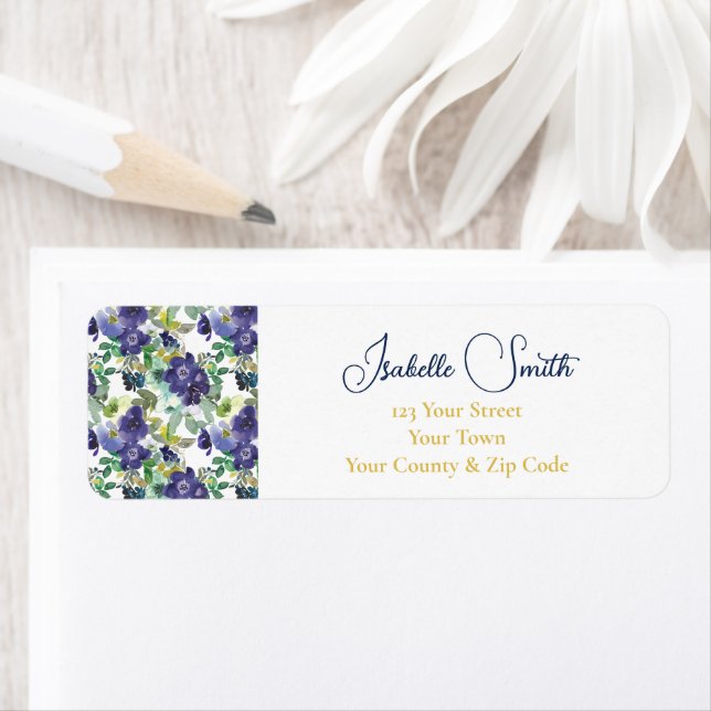 Elegant White & Navy Watercolor Roses Wedding RSVP (Insitu)