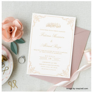 Elegant White Nikah Islamic Muslim Wedding Invitation
