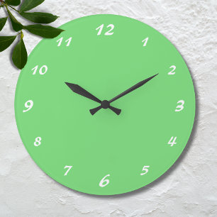 Elegant White Numbers   Classic Pastel Green Clock
